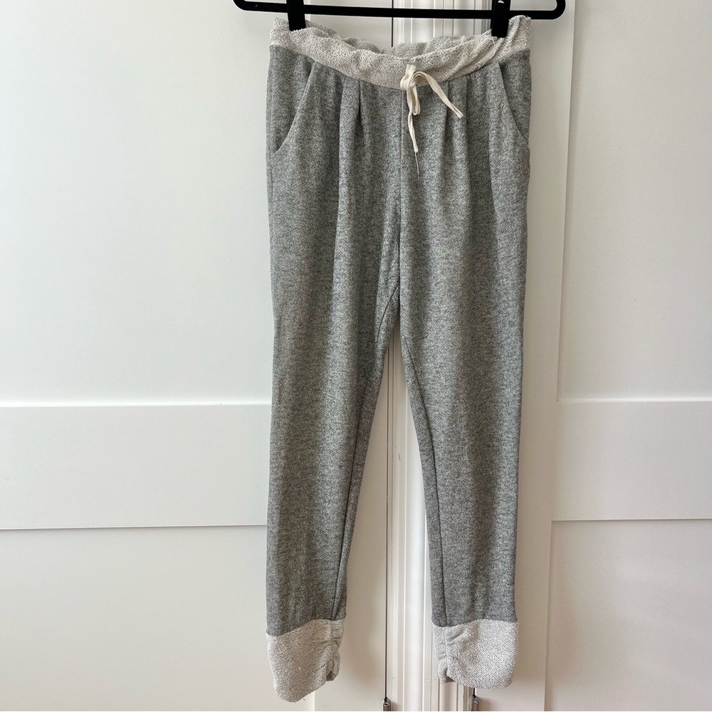 Miin French Terry Pleated Tie Waist Sweatpants Gray Sz M